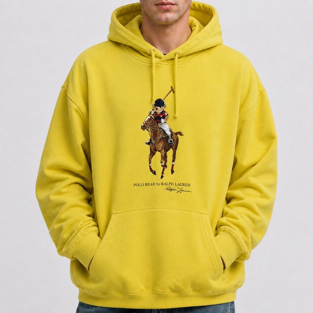 Polo Ralph Lauren Polo Bear Equestrian Hoodie Yellow 4XLT Big & Tall Sweatshirt